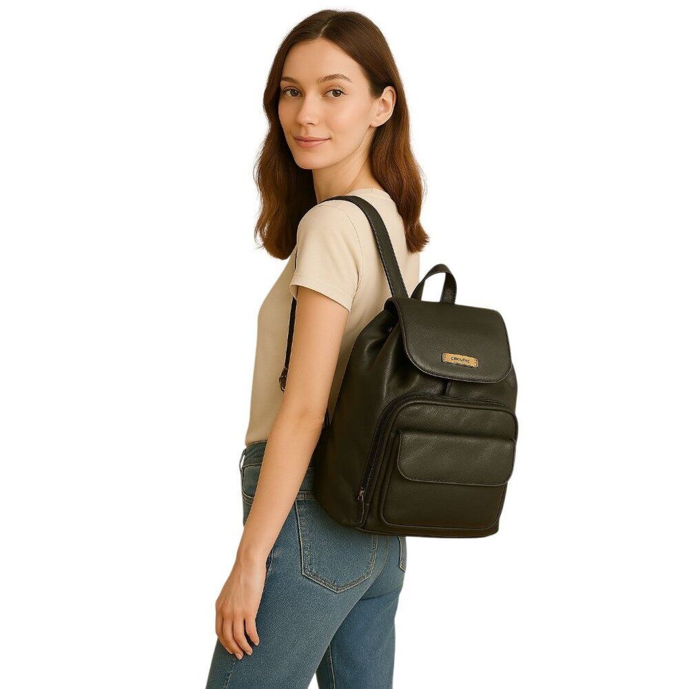 Capezio Black Backpack Bag Drawstring Shoulder Handbag VEGAN LEATHER WOMEN'S